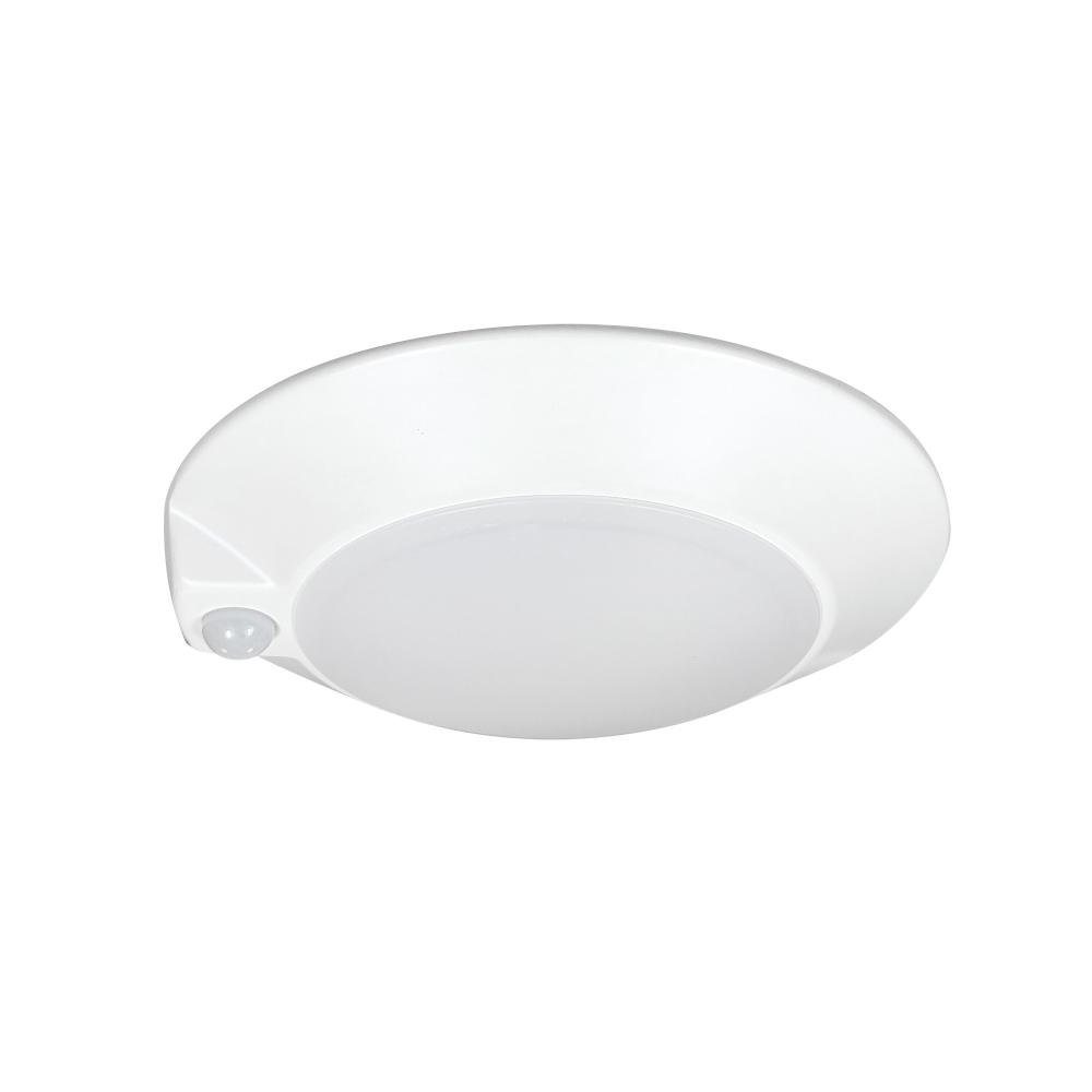 7" AC Opal LED Surface Mount with PIR Motion Sensor, 500lm / 14W, Selectable CCT, White Finish