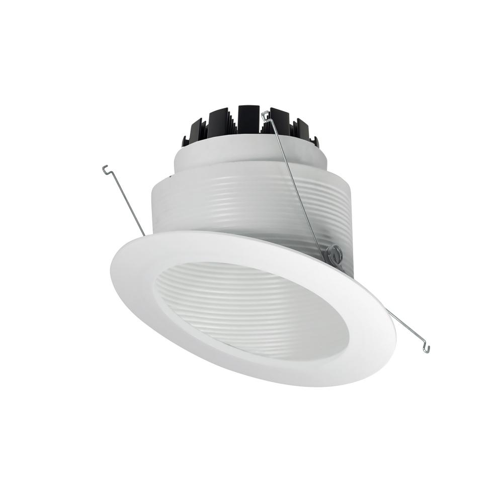 6" Marquise III Round Slope Baffle, 900lm, 2700K, Flood Optic, White Baffle/White Flange