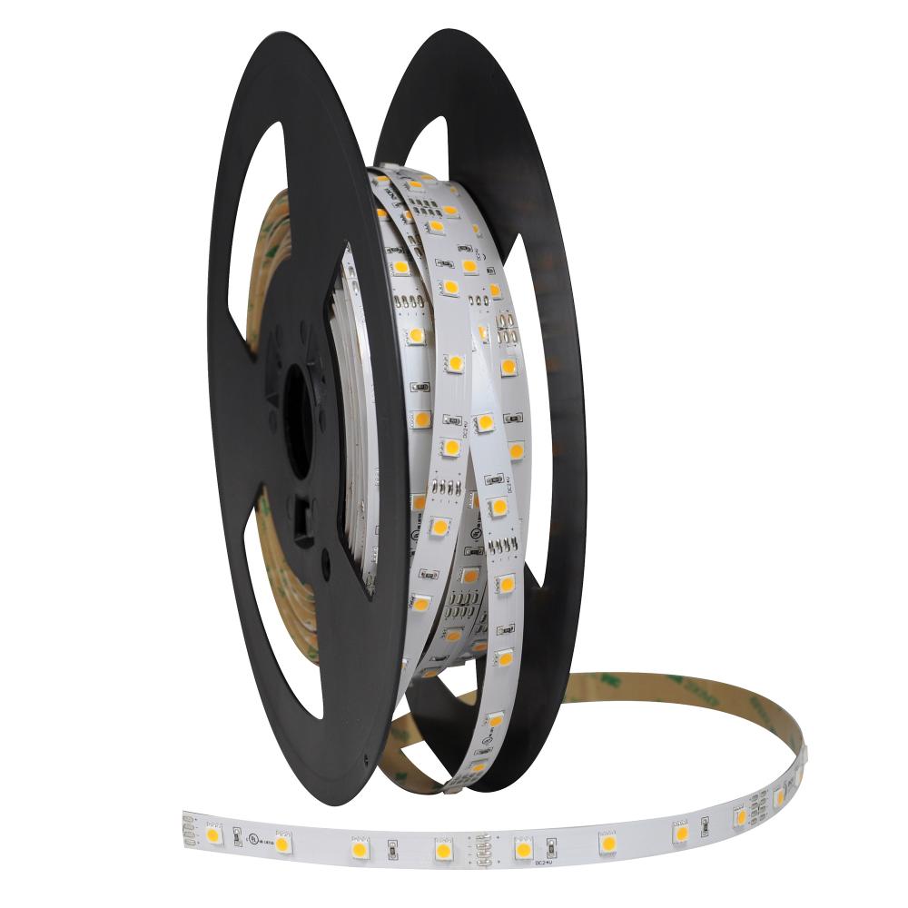 High Output Custom Cut 24V Continuous LED Tape Light, 310lm / 4.3W per foot, 2700K, 90+ CRI