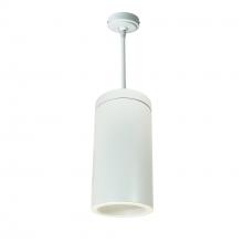 Nora NYLS3-6P1L227NC12WWW - 6" Sapphire III Pendant Mount White Cylinder, Matte Powder White Reflector/Matte Powder White