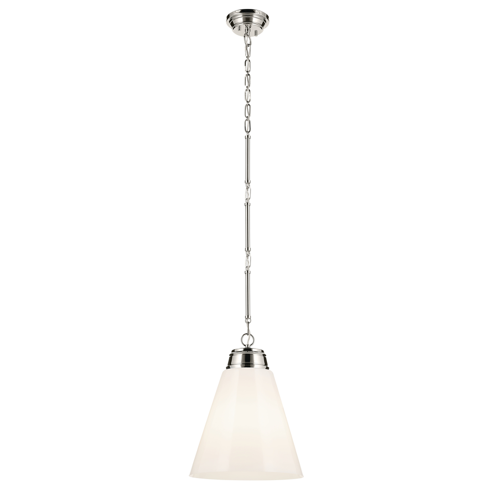 Marsailli 19.75" 1-Light Large Pendant with Opal Glass in Brushed Nickel