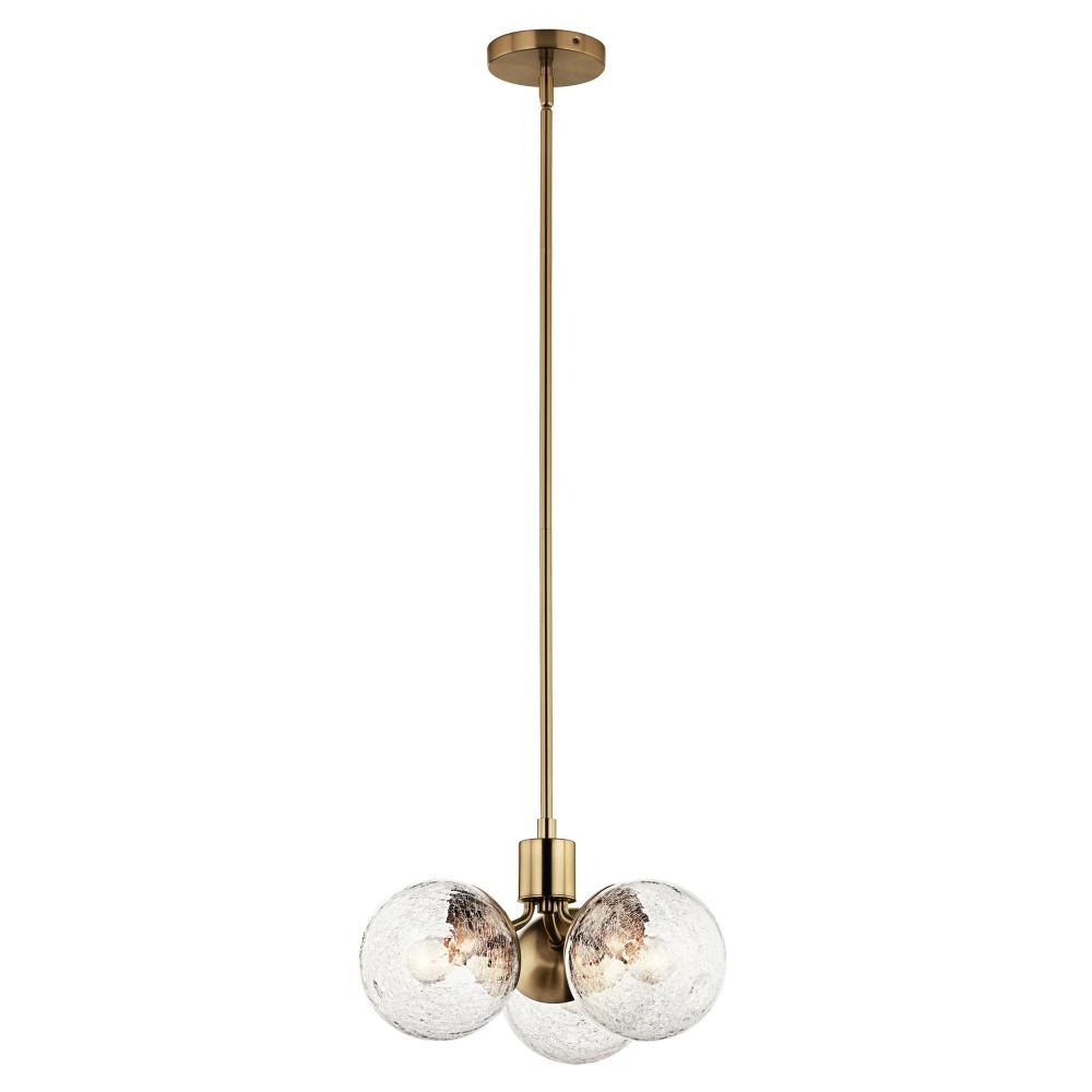Silvarious 16.5 Inch 3 Light Convertible Pendant with Clear Crackled Glass in Champagne Bronze