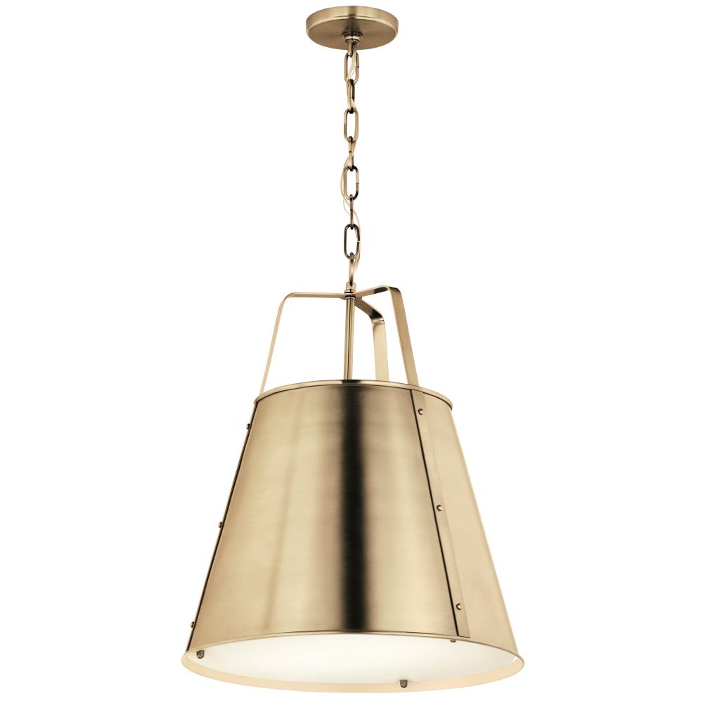 Etcher 18 Inch 2 Light Pendant with Etched Painted White Glass Diffuser in Champagne Bronze