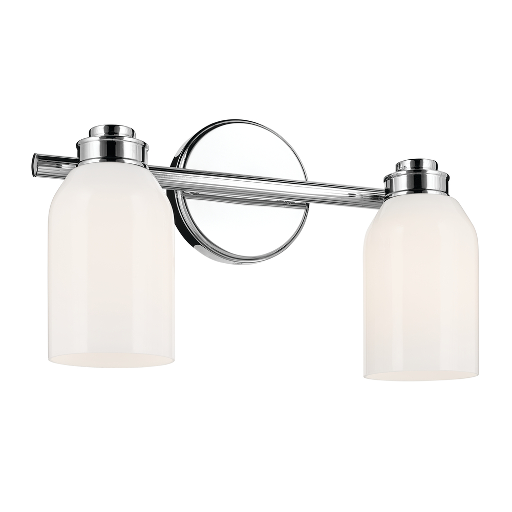 Shae 15" 2-Light Vanity Light with White Opal Glass in Chrome