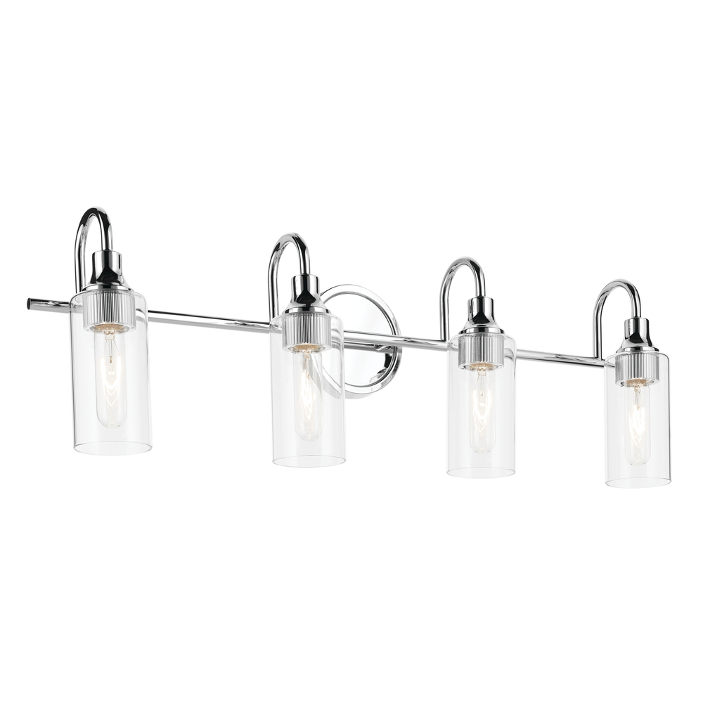 Kavi 31.5" 4-Light Vanity Light with Clear Glass in Chrome