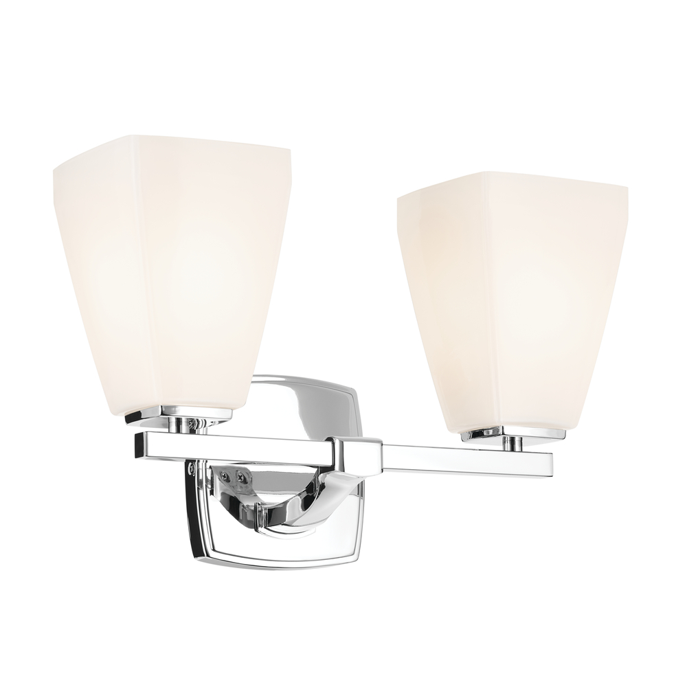 Marant 14.25" 2-Light Vanity Light with Opal Glass in Chrome