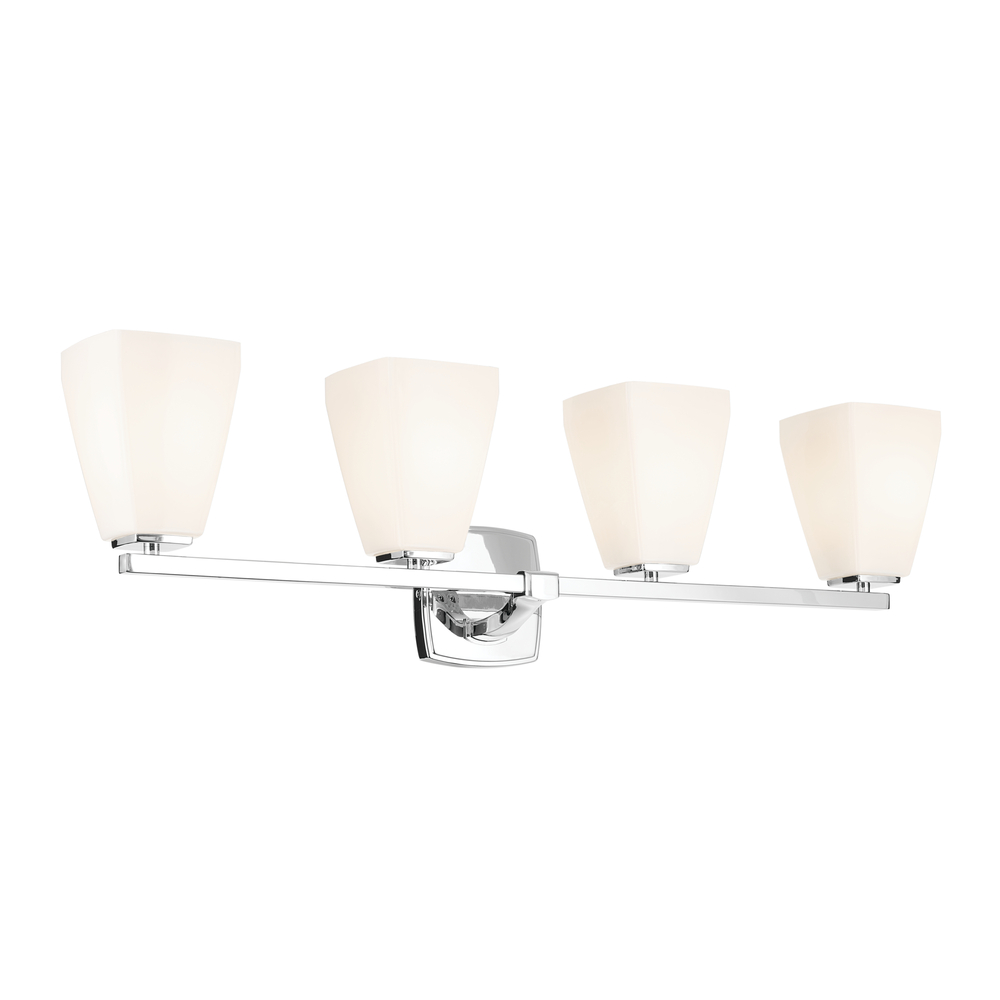 Marant 33.25" 4-Light Vanity Light with Opal Glass in Chrome