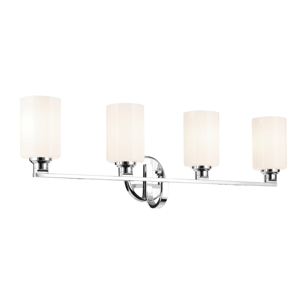 Gioe 32.25" 4-Light Vanity Light with Opal Glass in Chrome