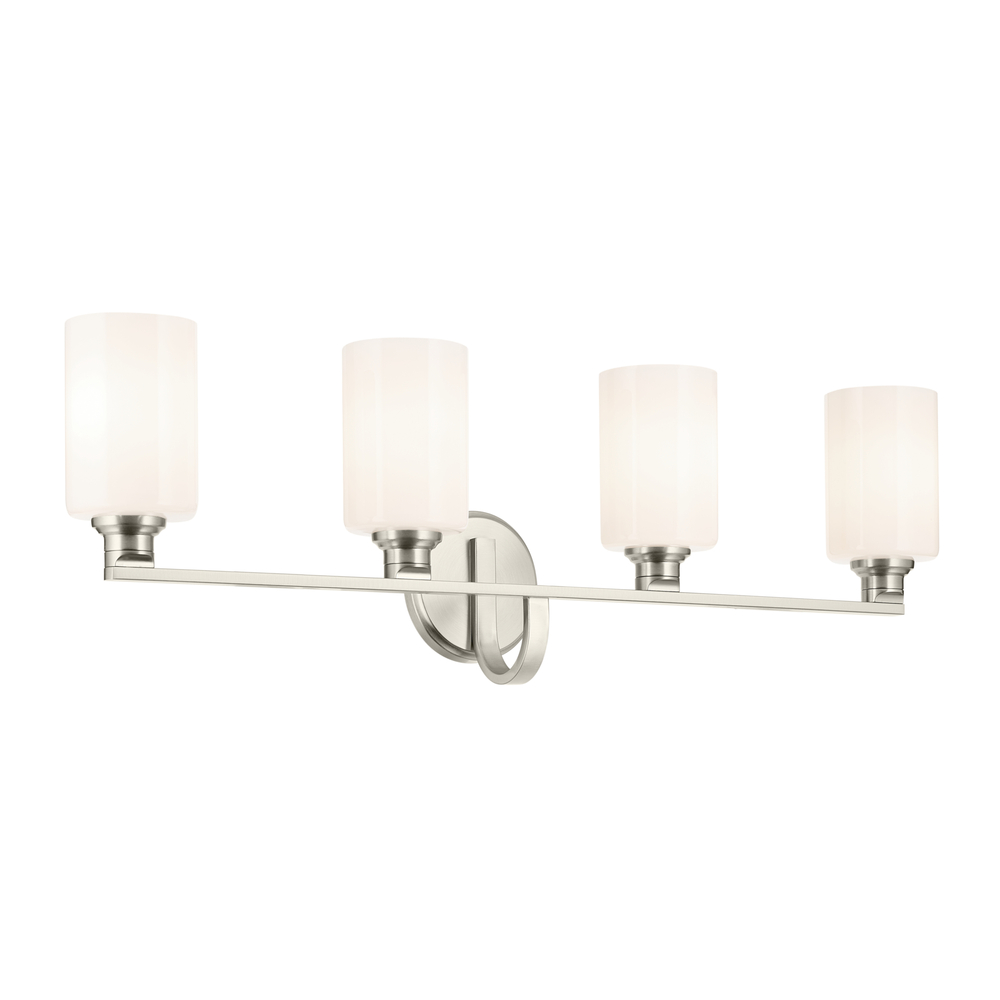 Gioe 32.25" 4-Light Vanity Light with Opal Glass in Brushed Nickel