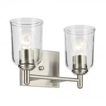 Kichler 45573NICLR - Shailene 12.5" 2-Light Vanity Light with Clear Glass in Brushed Nickel