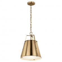 Kichler 52710CPZ - Etcher 13 Inch 1 Light Pendant with Etched Painted White Glass Diffuser in Champagne Bronze