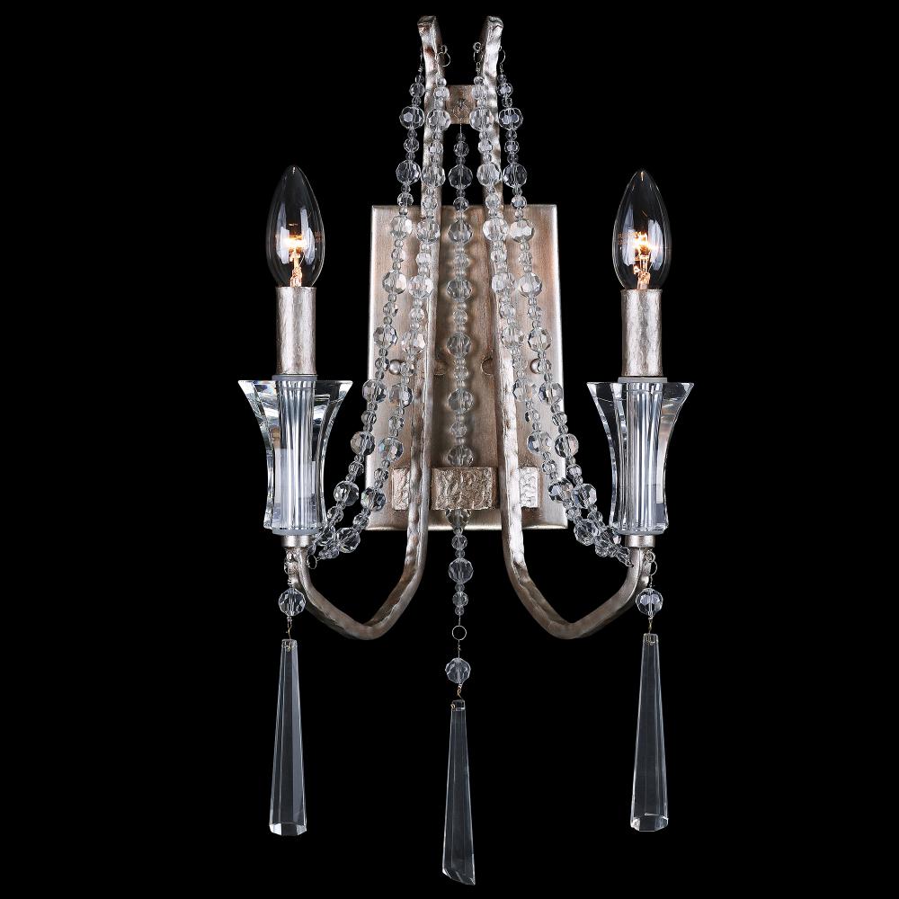 Barcelona 2-Lt Crystal Sconce - Transcend Silver