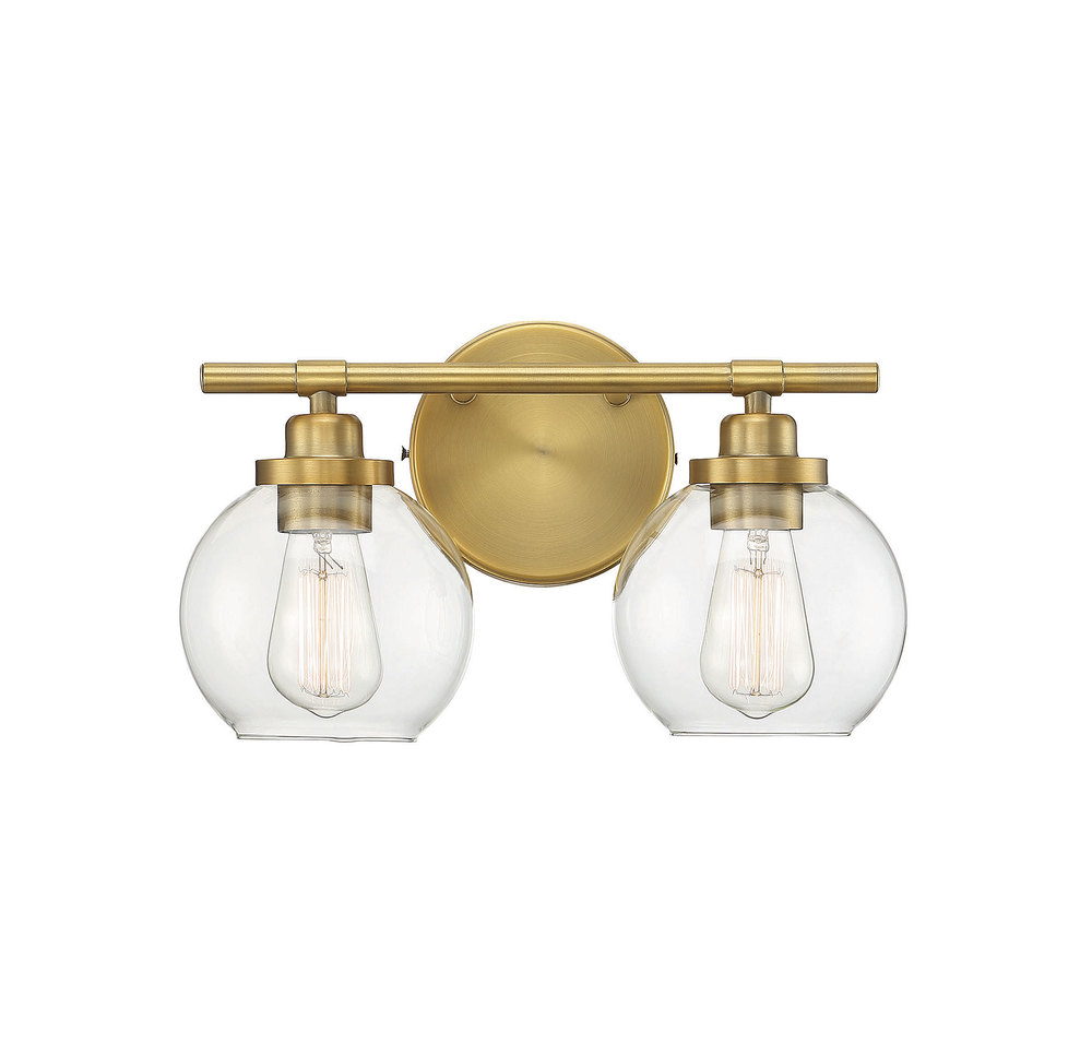 Carson 2-Light Bathroom Vanity Light in Warm Brass