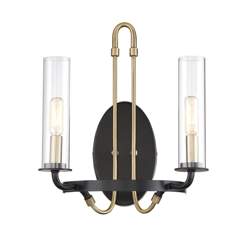 Kearney 2-Light Wall Sconce in Vintage Black with Warm Brass