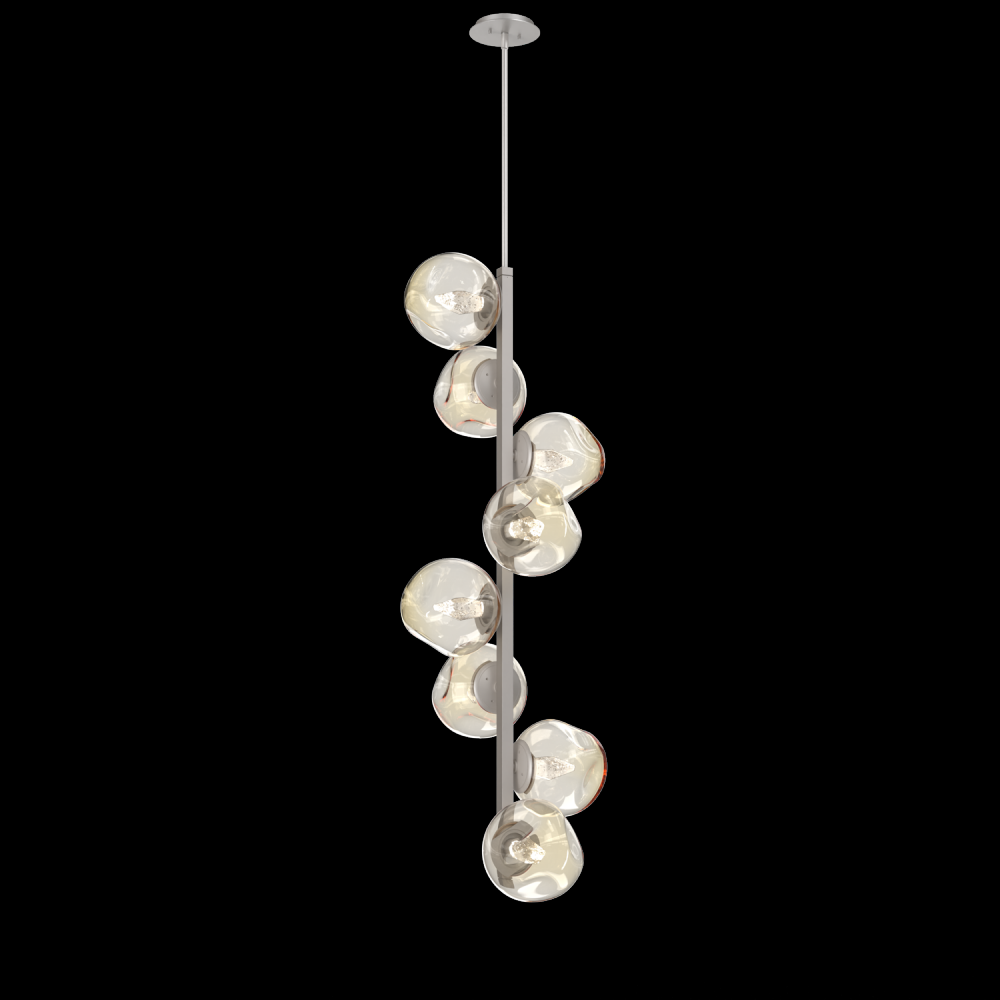 Luna 8pc Twisted Vine-Beige Silver-Geo Inner - Amber Outer-Threaded Rod Suspension-LED 3000K