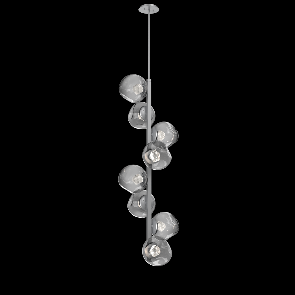 Luna 8pc Twisted Vine-Classic Silver-Zircon Inner - Smoke Outer-Threaded Rod Suspension-LED 3000K