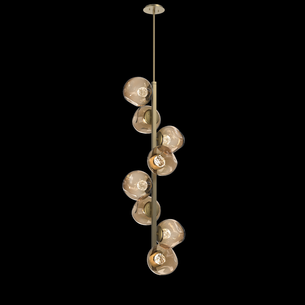 Luna 8pc Twisted Vine-Gilded Brass-Floret Inner - Bronze Outer-Threaded Rod Suspension-LED 3000K