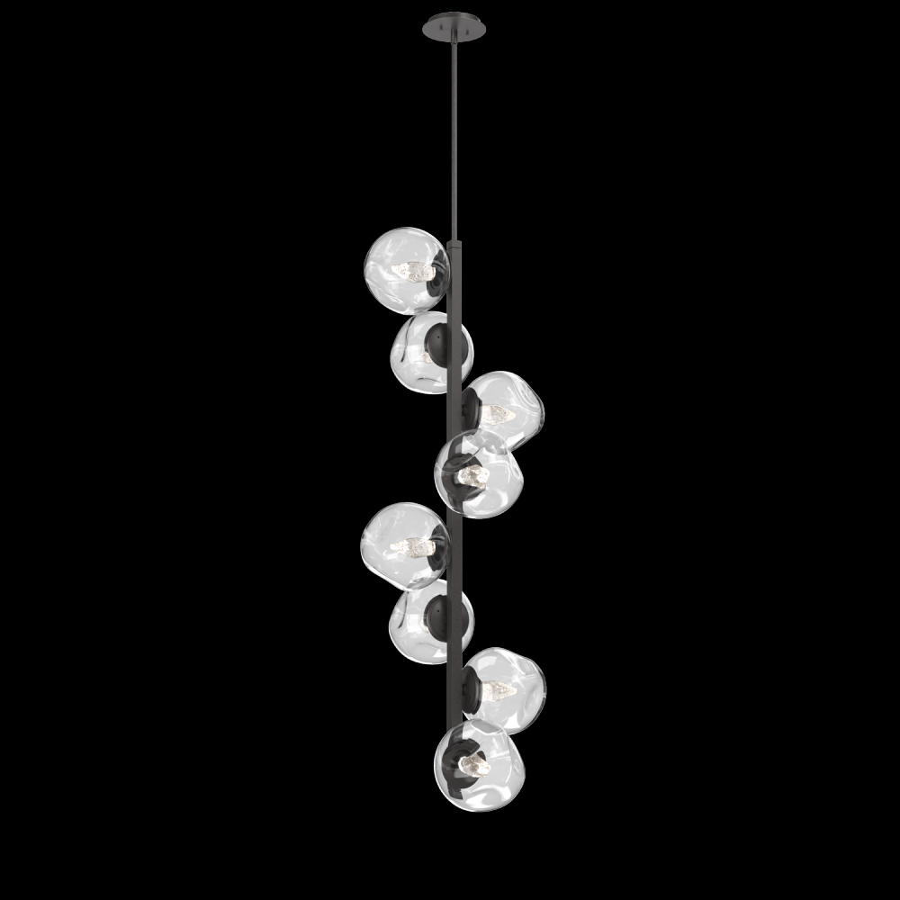 Luna 8pc Twisted Vine-Graphite-Geo Inner - Clear Outer-Threaded Rod Suspension-LED 3000K