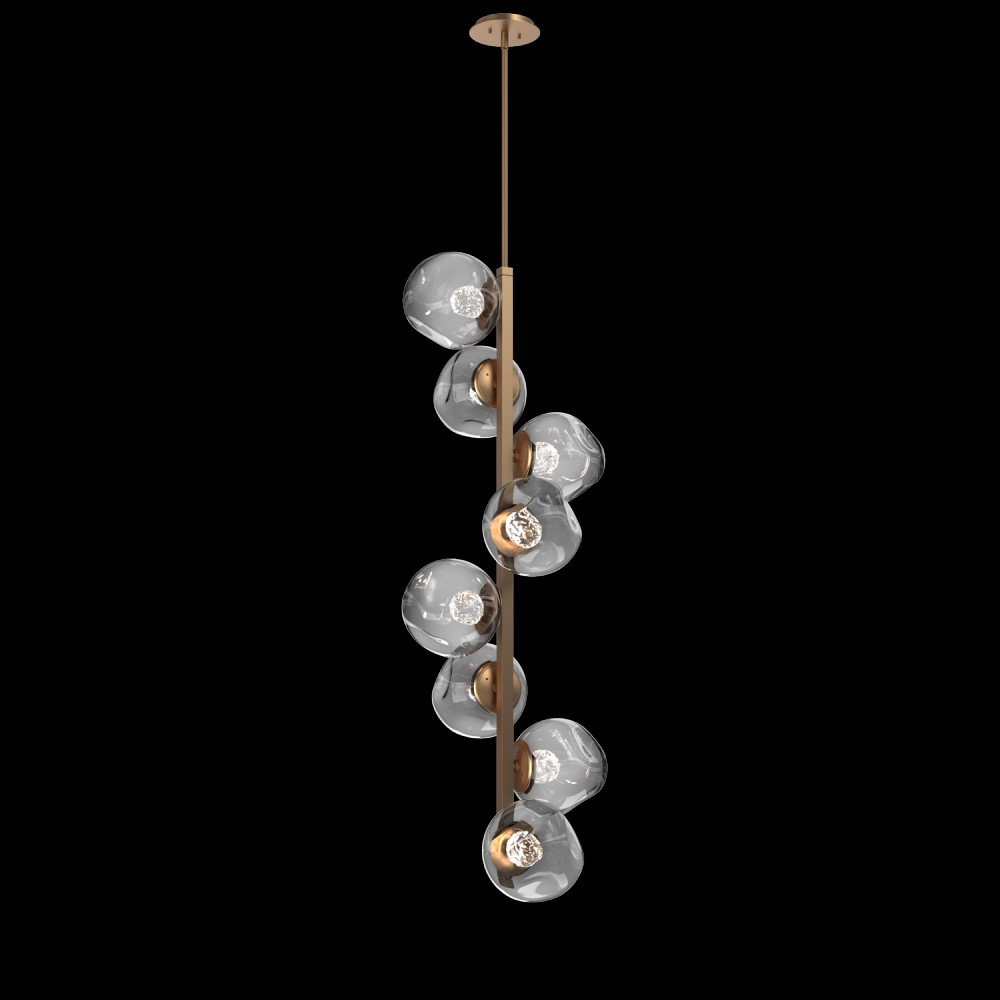 Luna 8pc Twisted Vine-Novel Brass-Floret Inner - Smoke Outer-Threaded Rod Suspension-LED 3000K