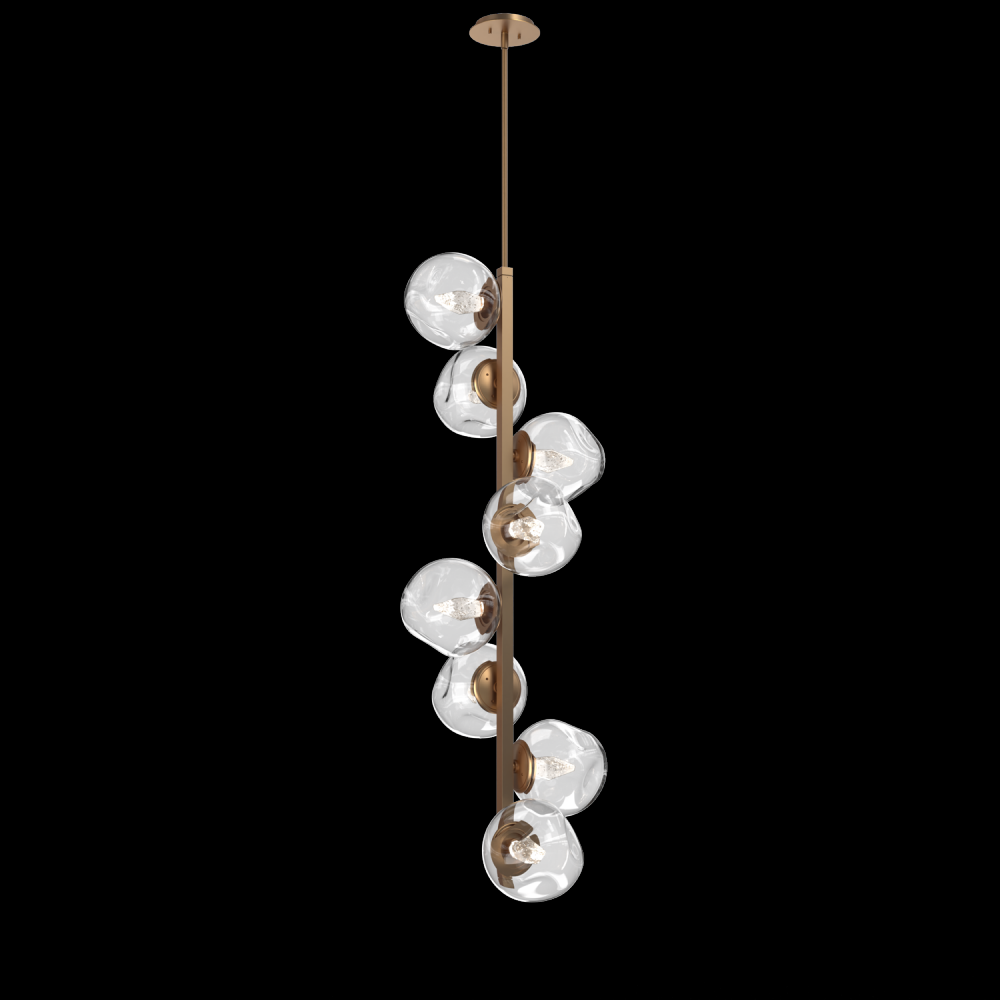 Luna 8pc Twisted Vine-Novel Brass-Geo Inner - Clear Outer-Threaded Rod Suspension-LED 3000K