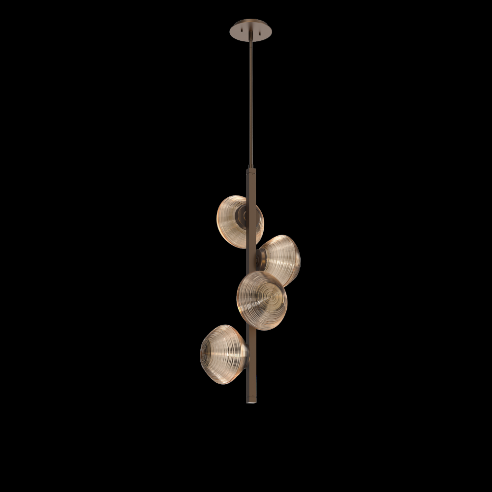 Mesa 4pc Twisted Vine-Flat Bronze-Bronze Blown Glass-Threaded Rod Suspension-LED 2700K