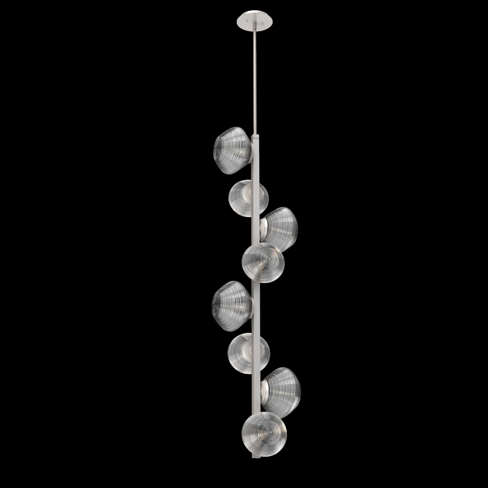 Mesa 8pc Twisted Vine-Beige Silver-Smoke Blown Glass-Threaded Rod Suspension-LED 3000K