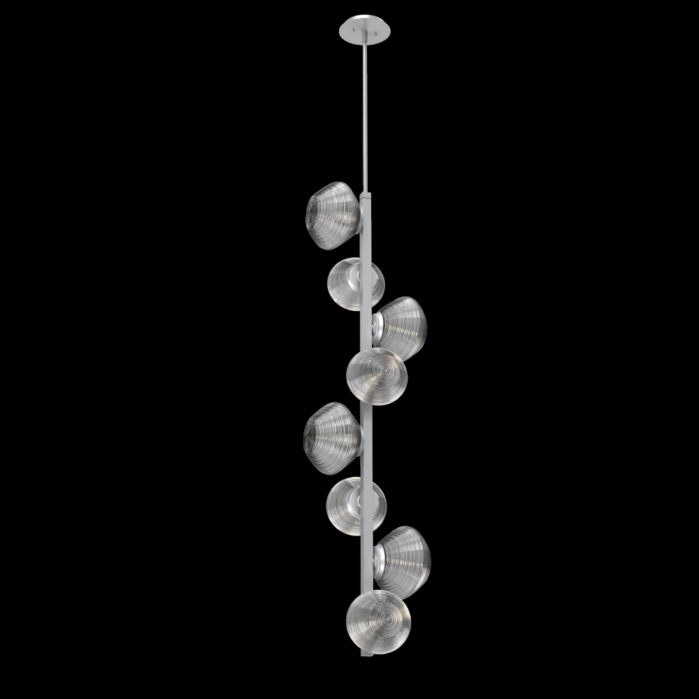 Mesa 8pc Twisted Vine-Classic Silver-Smoke Blown Glass-Threaded Rod Suspension-LED 3000K