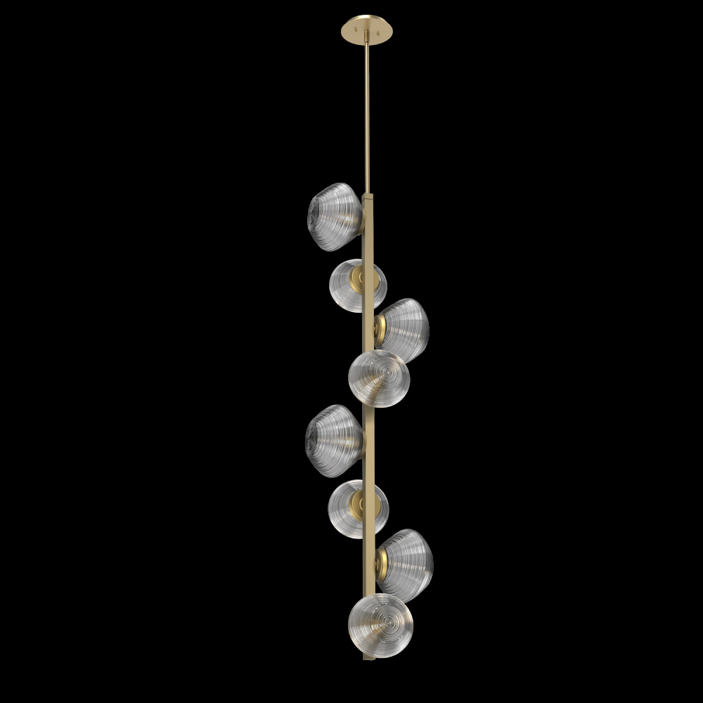 Mesa 8pc Twisted Vine-Gilded Brass-Smoke Blown Glass-Threaded Rod Suspension-LED 3000K