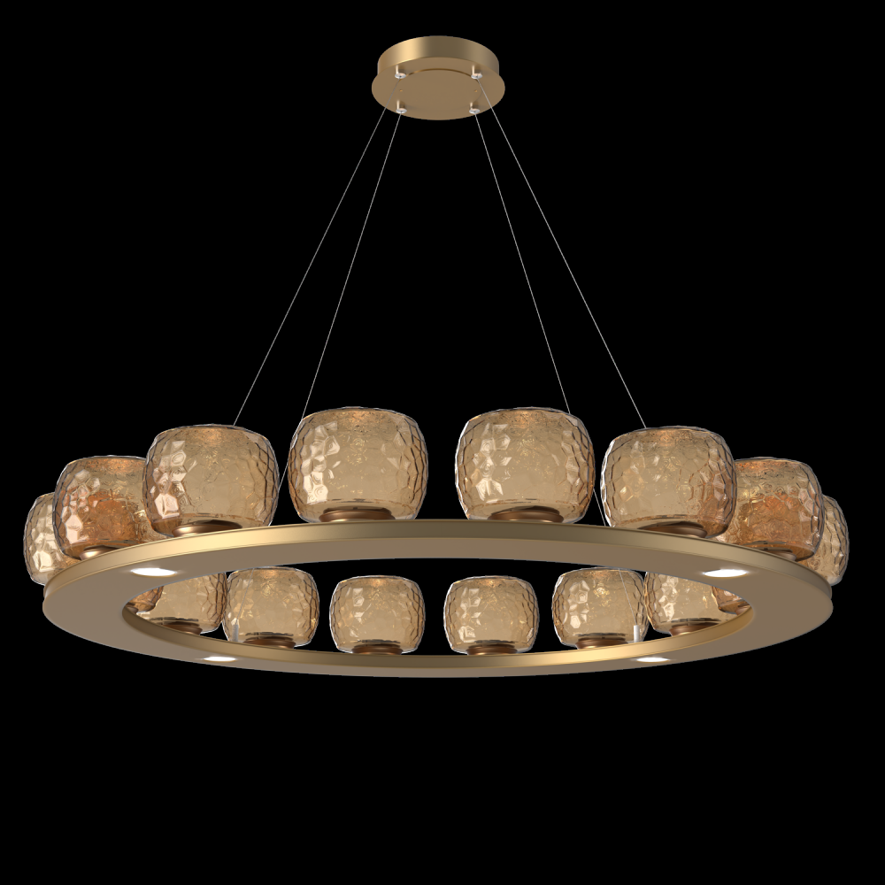 Vessel 48-inch Platform Ring-Novel Brass-Bronze Blown Glass-Stainless Cable-LED 3000K