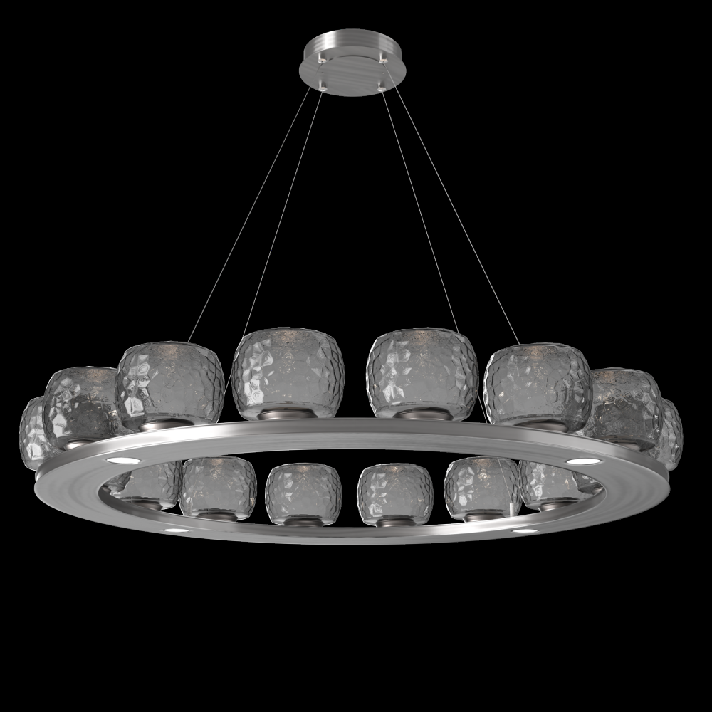 Vessel 48-inch Platform Ring-Satin Nickel-Smoke Blown Glass-Stainless Cable-LED 2700K