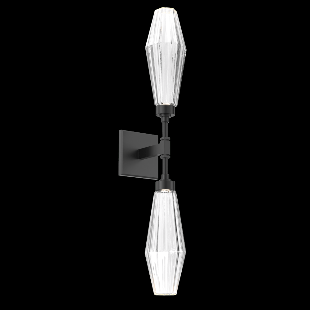 Aalto Double Sconce-Matte Black-Optic Rib Blown Glass