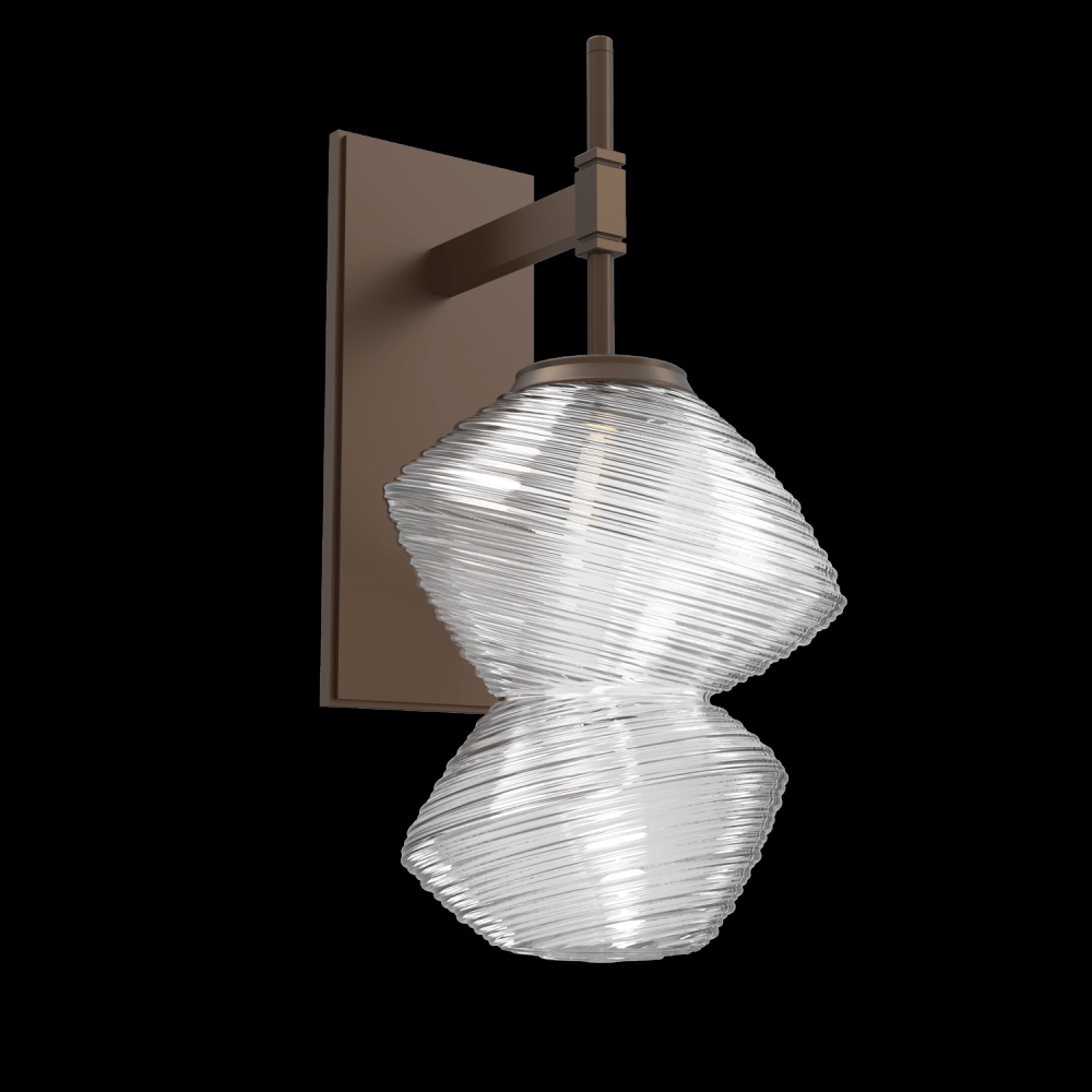 Mesa Sconce-Flat Bronze-Clear Blown Glass