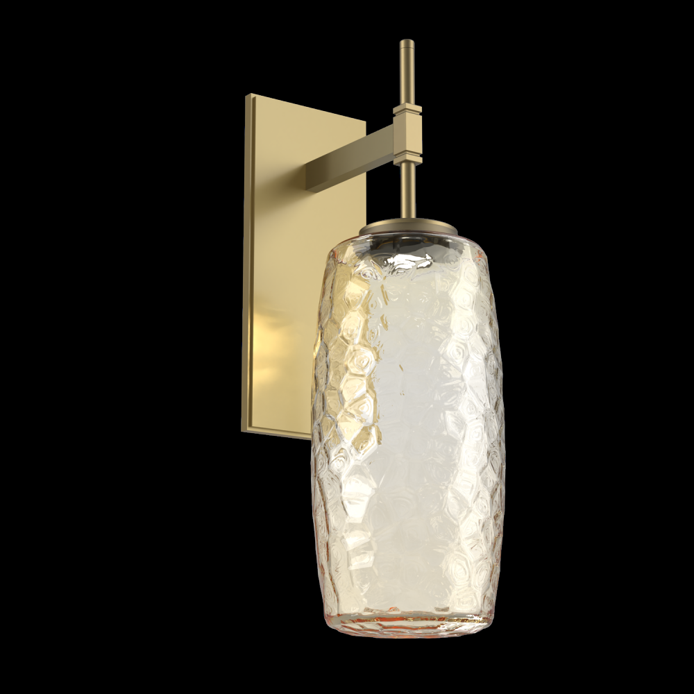 Vessel Tempo Sconce (Large)-Gilded Brass-Amber Blown Glass-LED 3000K