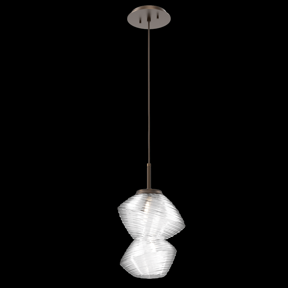 Mesa Pendant-Flat Bronze-Clear Blown Glass