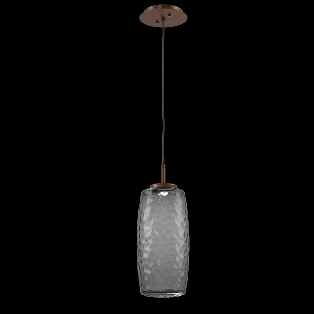 Vessel Pendant (Large)-Burnished Bronze-Smoke Blown Glass-Cloth Braided Cord-LED 2700K