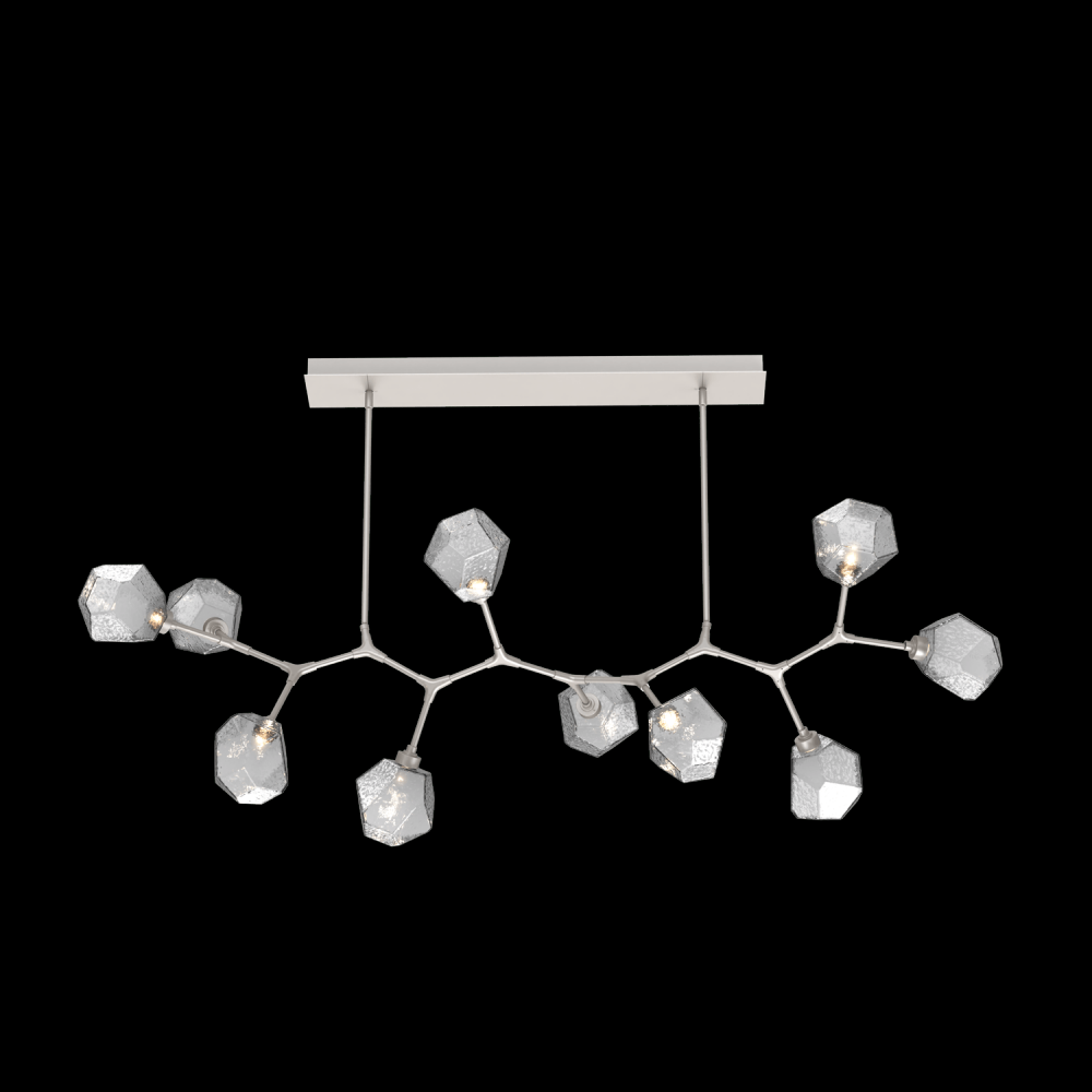 Gem 10pc Branch-Beige Silver-Smoke Blown Glass Gem