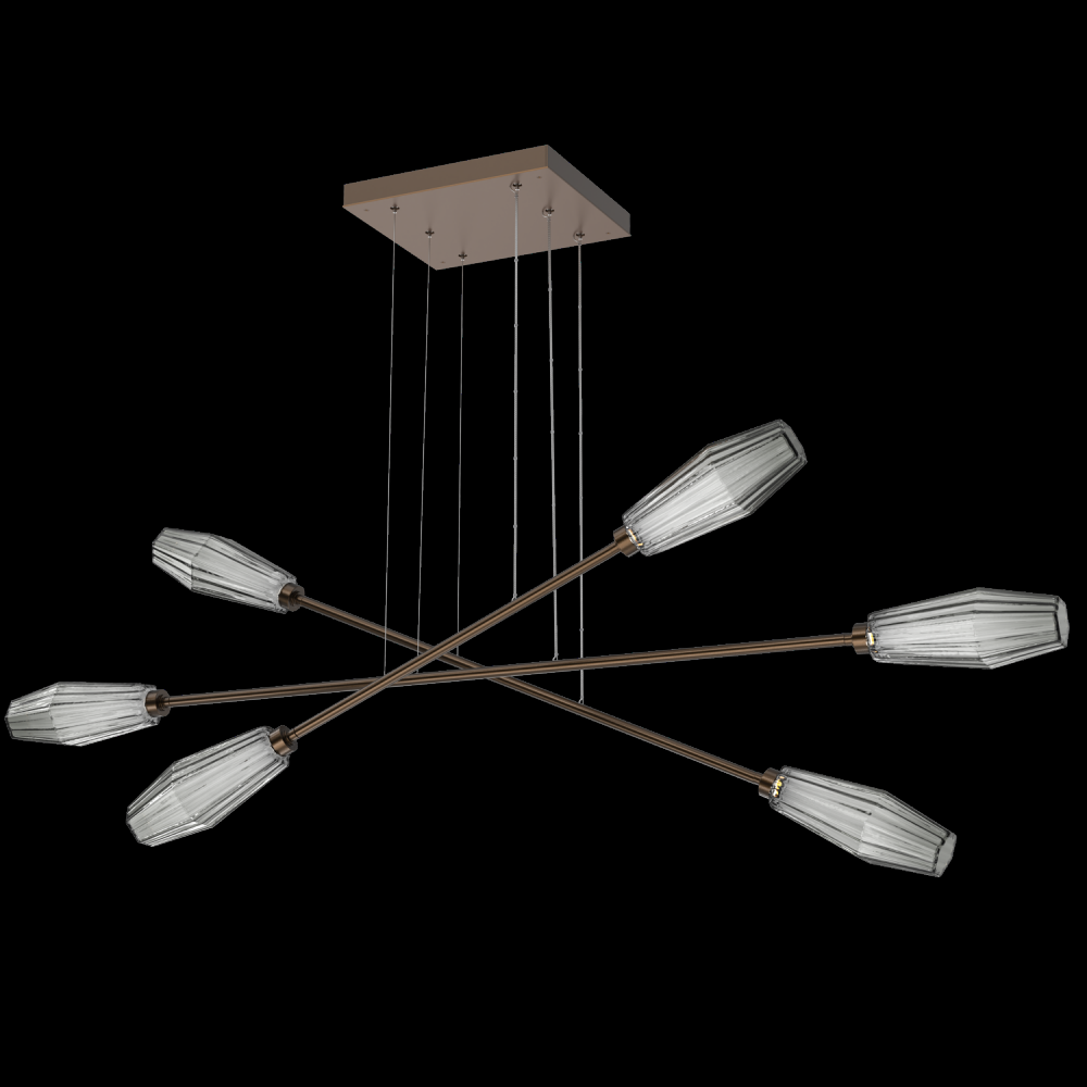 Aalto Triple Moda-Flat Bronze-Smoke Blown Glass-Stainless Cable-LED 3000K