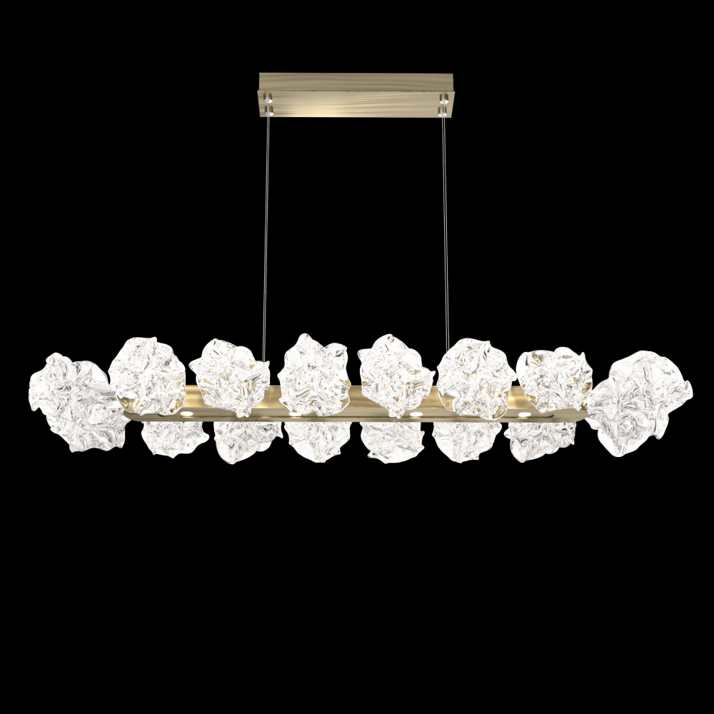 Blossom Linear Suspension 60"W-Metallic Beige Silver-Blossom Clear Blownglass