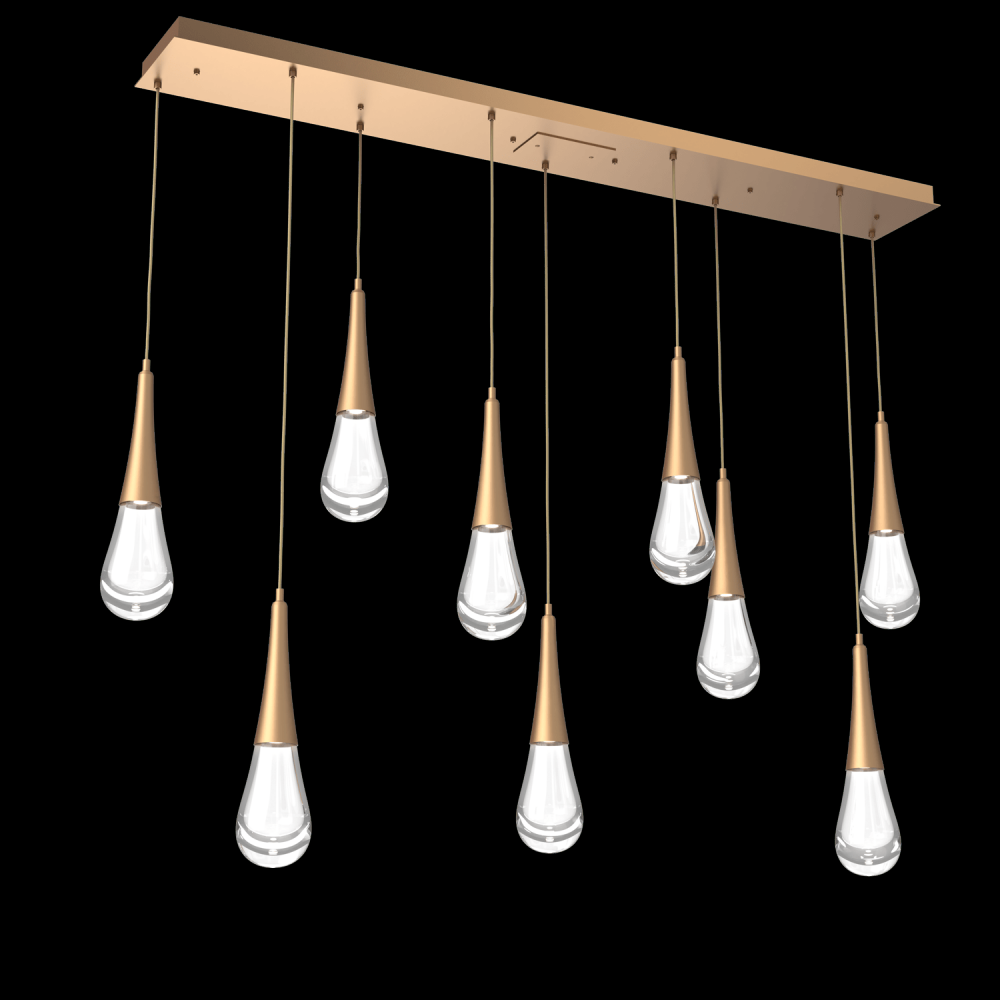 Raindrop Linear 9 PC.-Novel Brass-Blown Glass