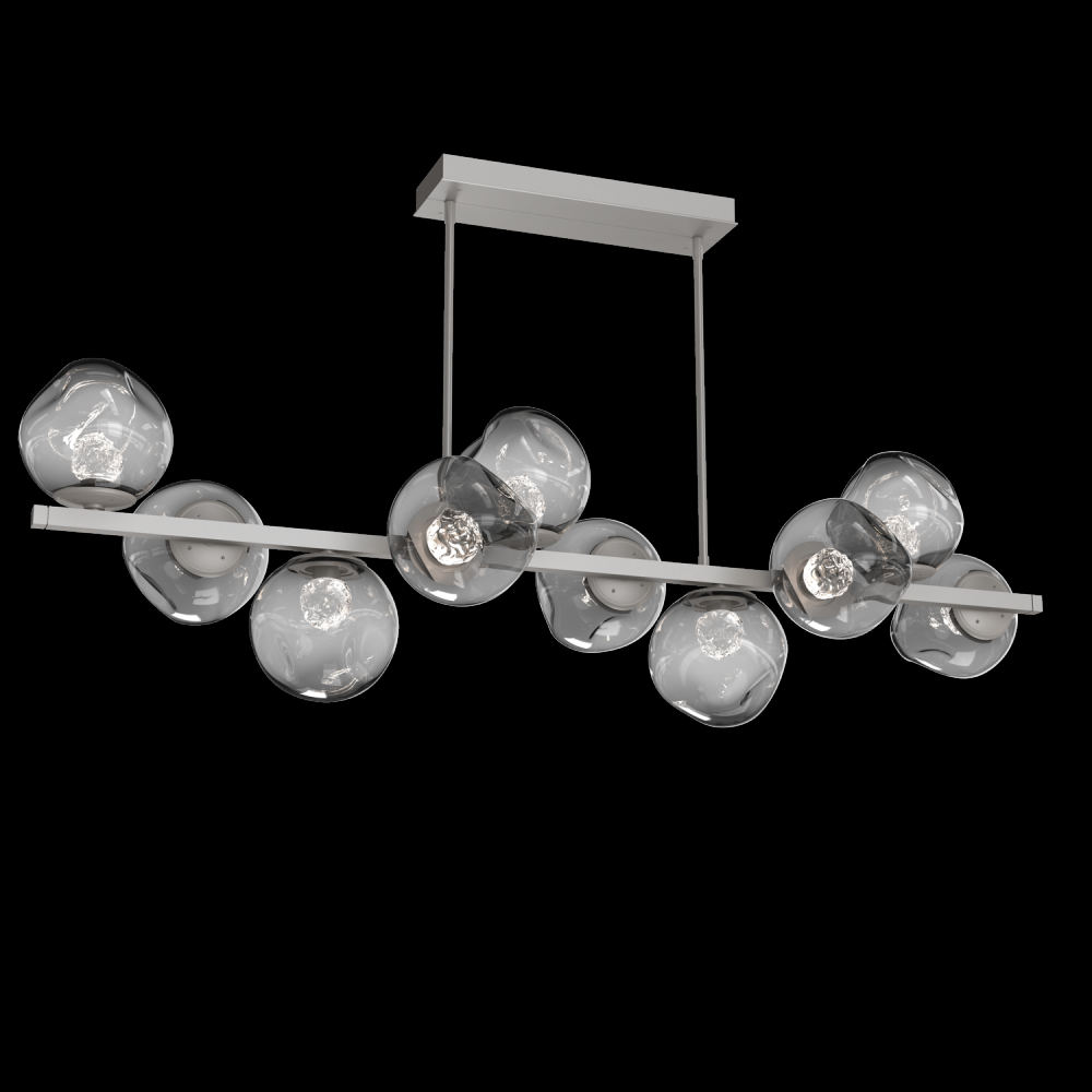 Luna 10pc Twisted Branch-Beige Silver-Floret Inner - Smoke Outer-Threaded Rod Suspension-LED 2700K