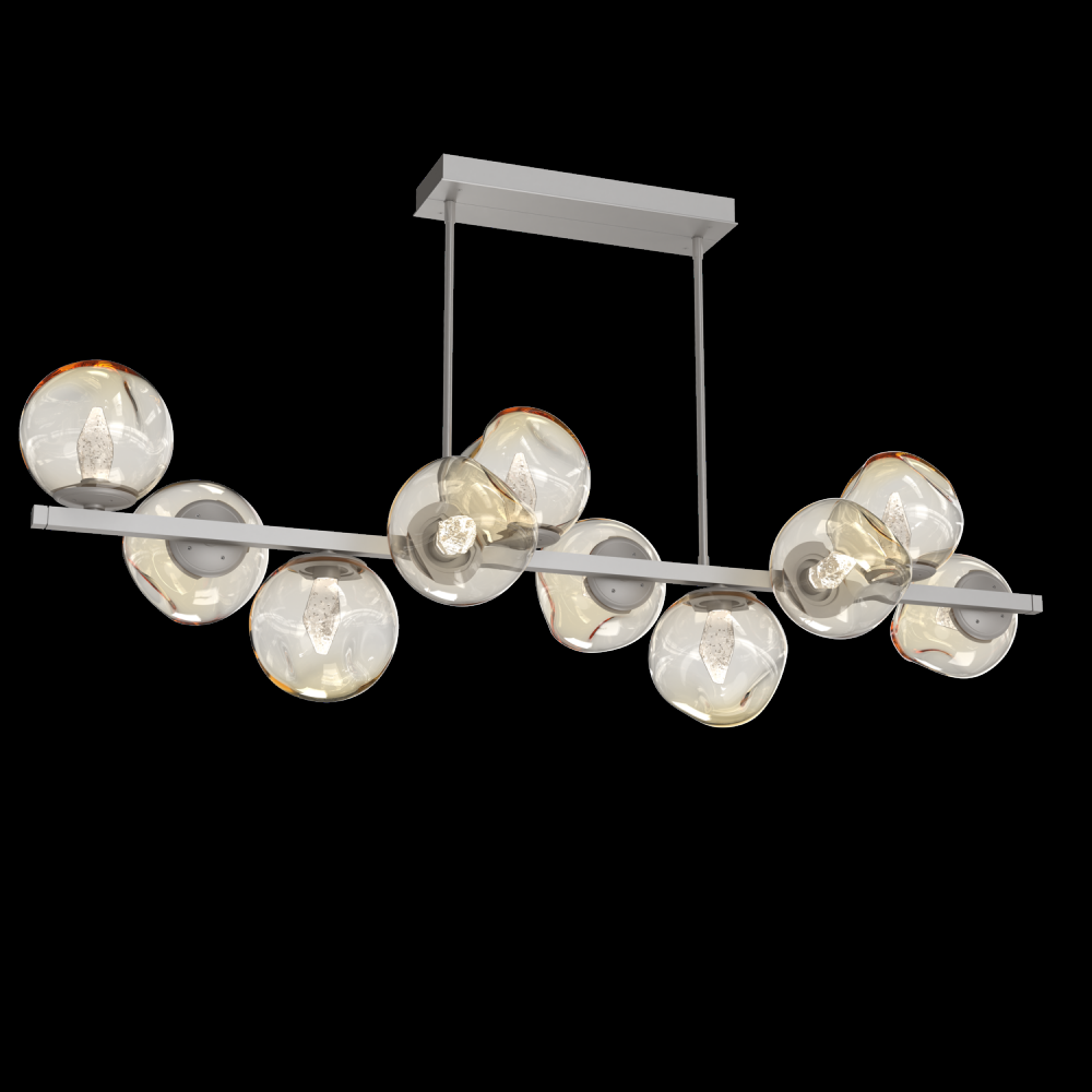 Luna 10pc Twisted Branch-Beige Silver-Geo Inner - Amber Outer-Threaded Rod Suspension-LED 2700K