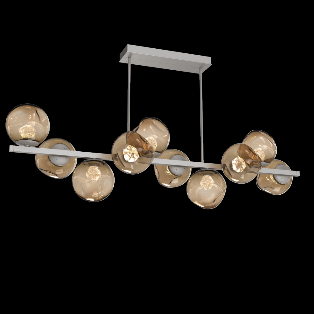 Luna 10pc Twisted Branch-Beige Silver-Zircon Inner - Bronze Outer-Threaded Rod Suspension-LED 2700K