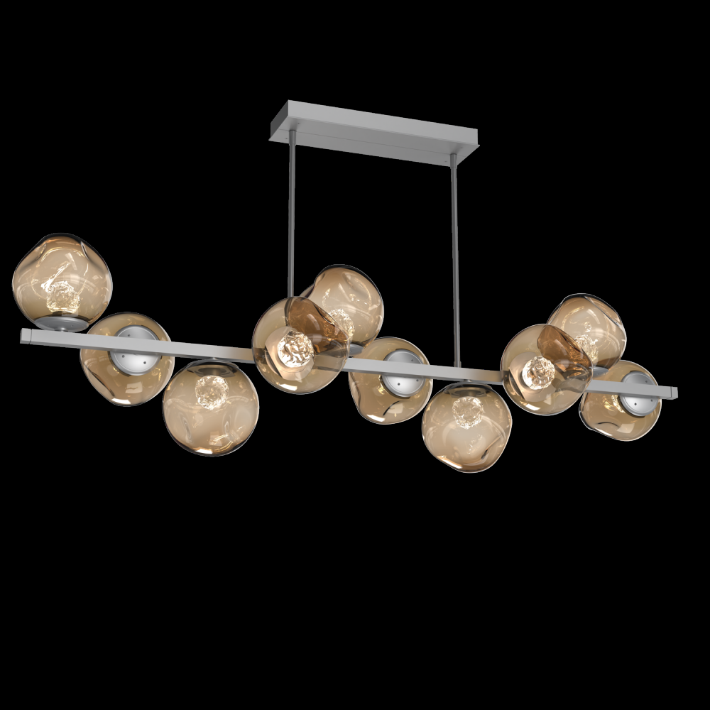 Luna 10pc Twisted Branch-Classic Silver-Floret Inner - Bronze Outer-Threaded Rod Suspension-LED