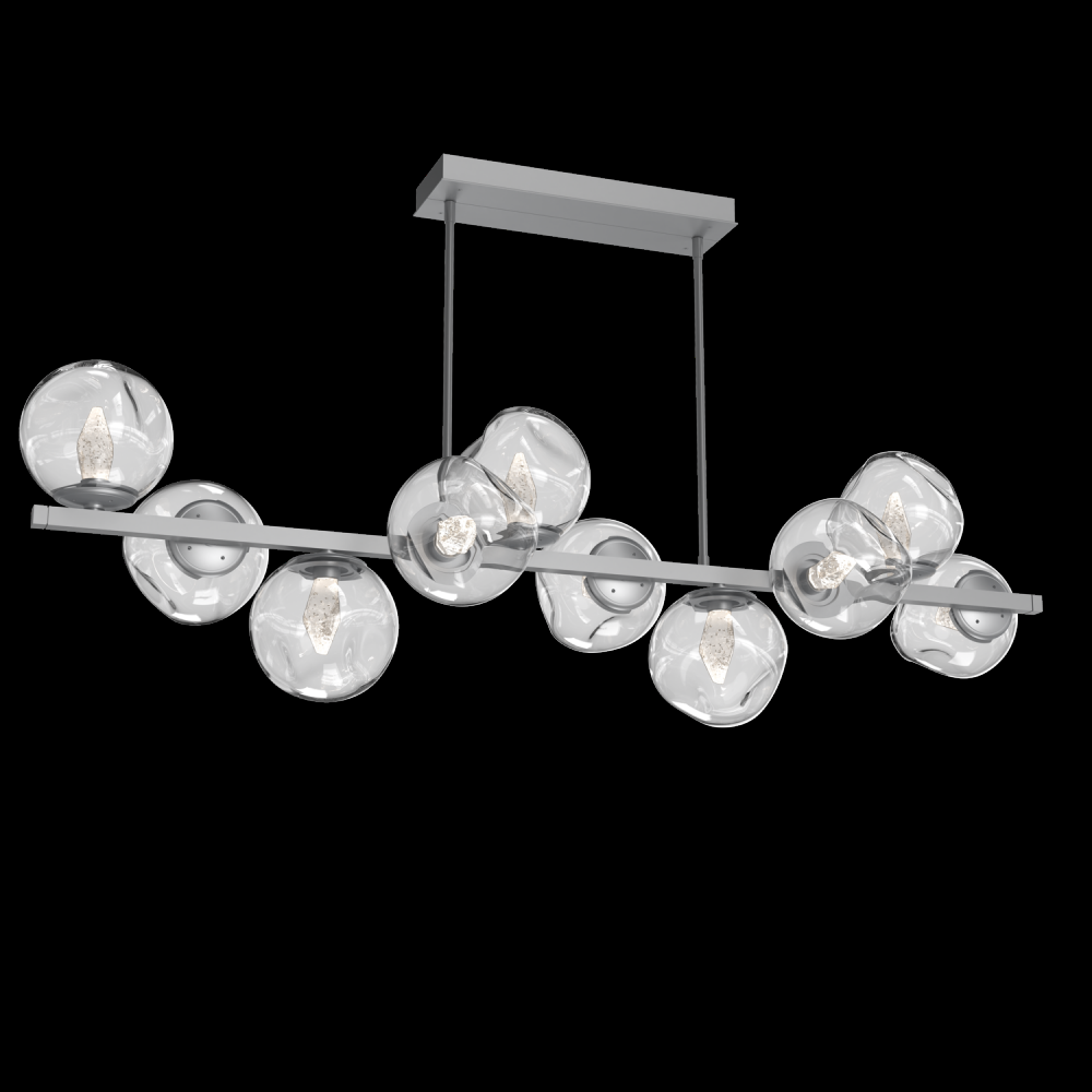 Luna 10pc Twisted Branch-Classic Silver-Geo Inner - Clear Outer-Threaded Rod Suspension-LED 2700K