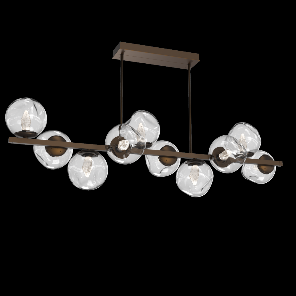 Luna 10pc Twisted Branch-Flat Bronze-Geo Inner - Clear Outer-Threaded Rod Suspension-LED 3000K