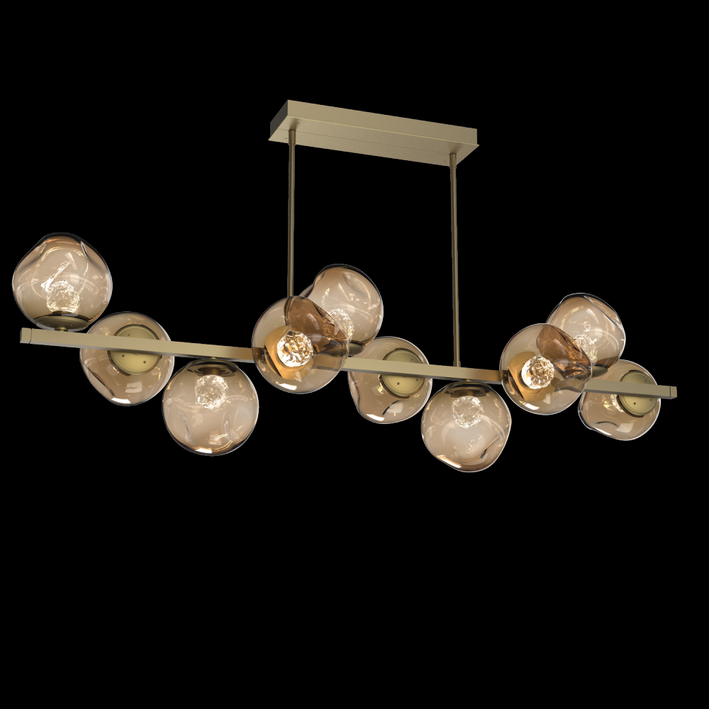 Luna 10pc Twisted Branch-Gilded Brass-Floret Inner - Bronze Outer-Threaded Rod Suspension-LED 3000K