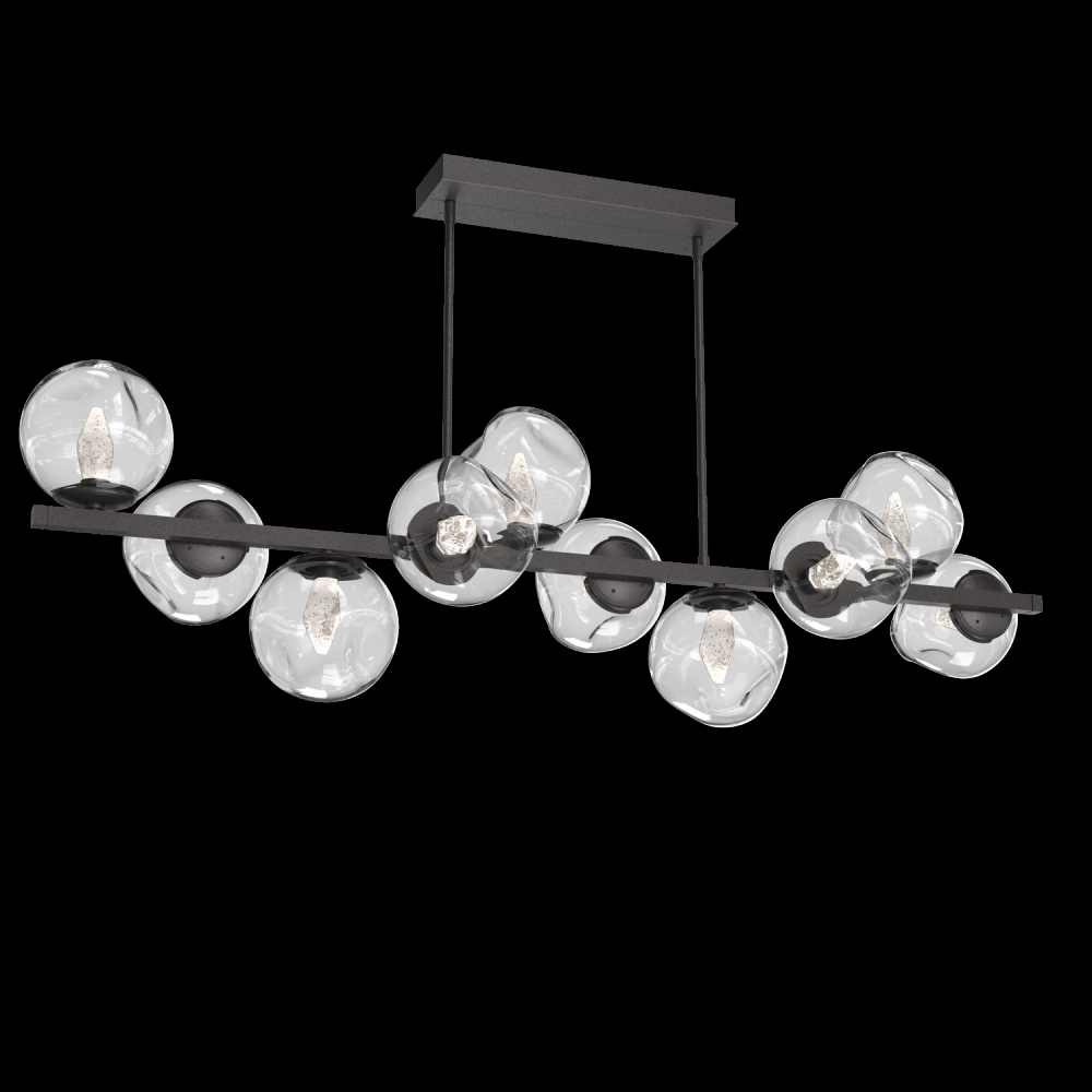 Luna 10pc Twisted Branch-Graphite-Geo Inner - Clear Outer-Threaded Rod Suspension-LED 3000K