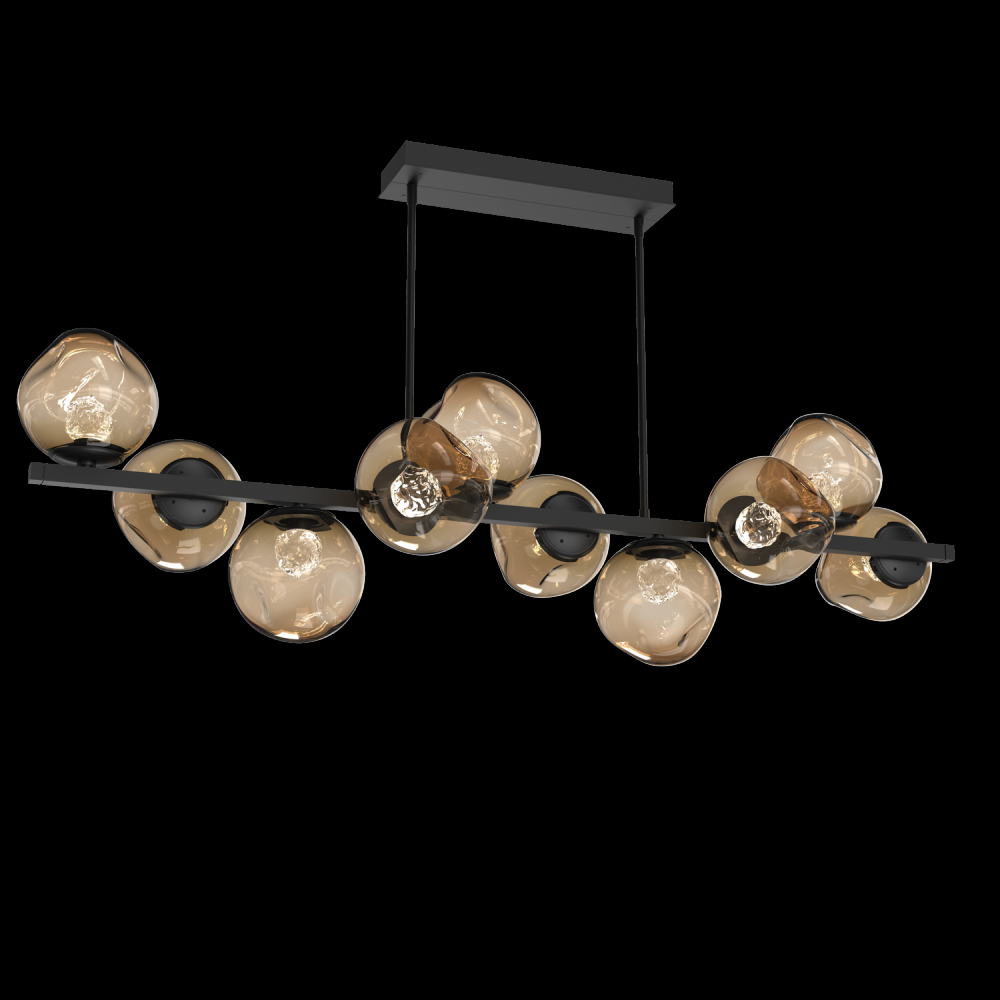 Luna 10pc Twisted Branch-Matte Black-Floret Inner - Bronze Outer-Threaded Rod Suspension-LED 2700K