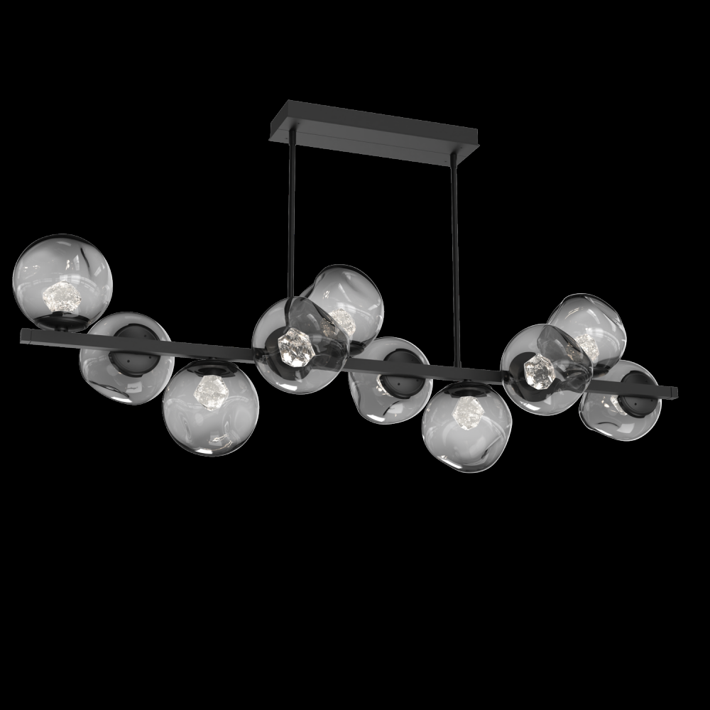 Luna 10pc Twisted Branch-Matte Black-Zircon Inner - Smoke Outer-Threaded Rod Suspension-LED 2700K