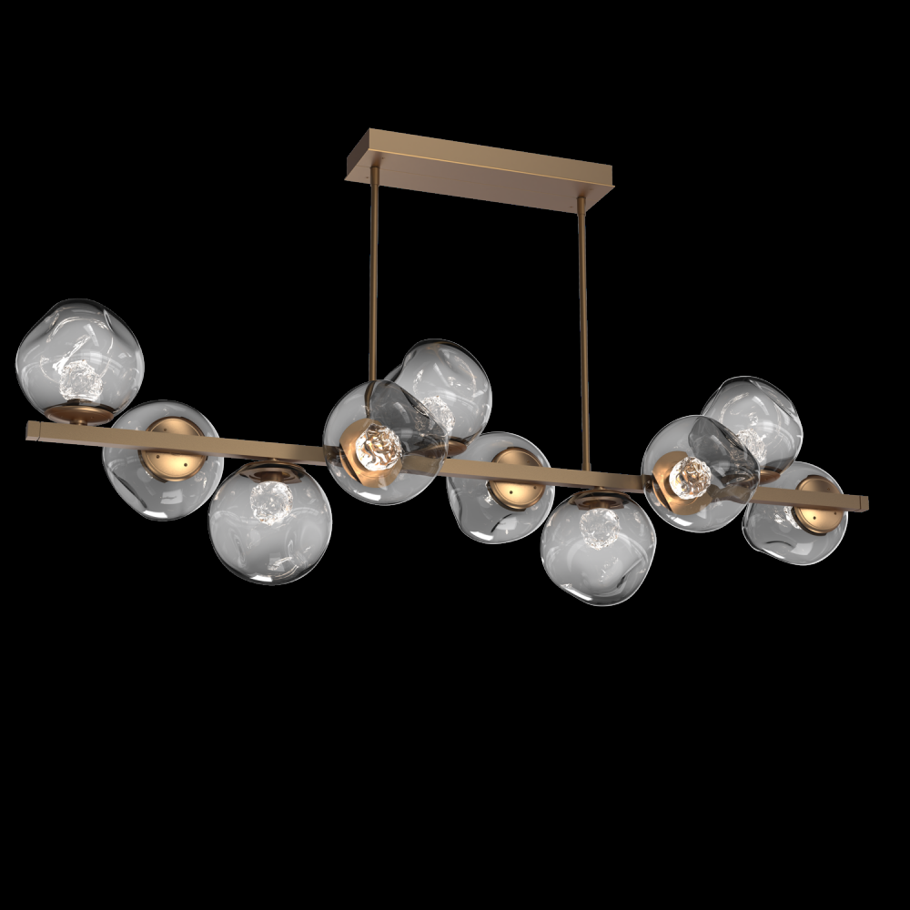 Luna 10pc Twisted Branch-Novel Brass-Floret Inner - Smoke Outer-Threaded Rod Suspension-LED 2700K